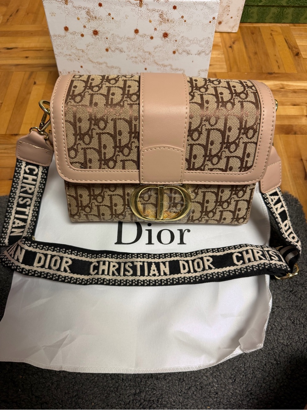 Bag D pink and Brown Saddle Shoulder Bag